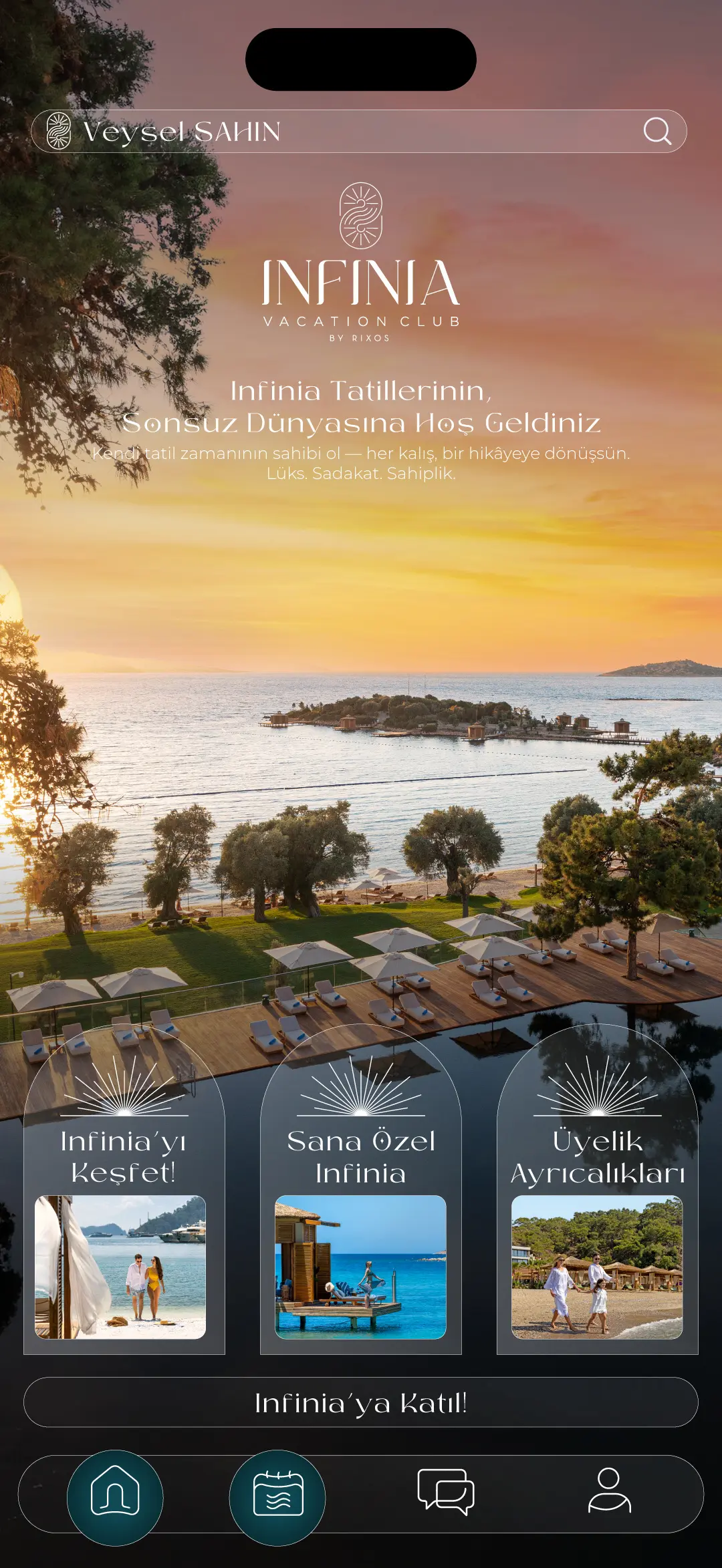 Temporary mobile application home interface